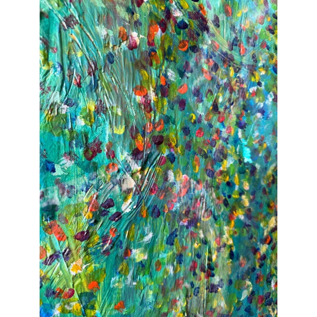Original contemporary abstract painting by Gavin Mc Groggan, featuring a richly layered composition of green, teal, and...