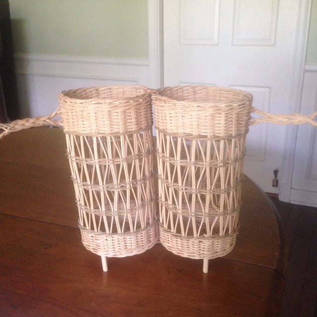 Vintage Wicker Double Wine Baskets a Pair Chairish