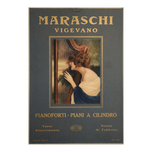 1922 Italian Harp Advertisement Poster - Maraschi Vigevano (Blue)