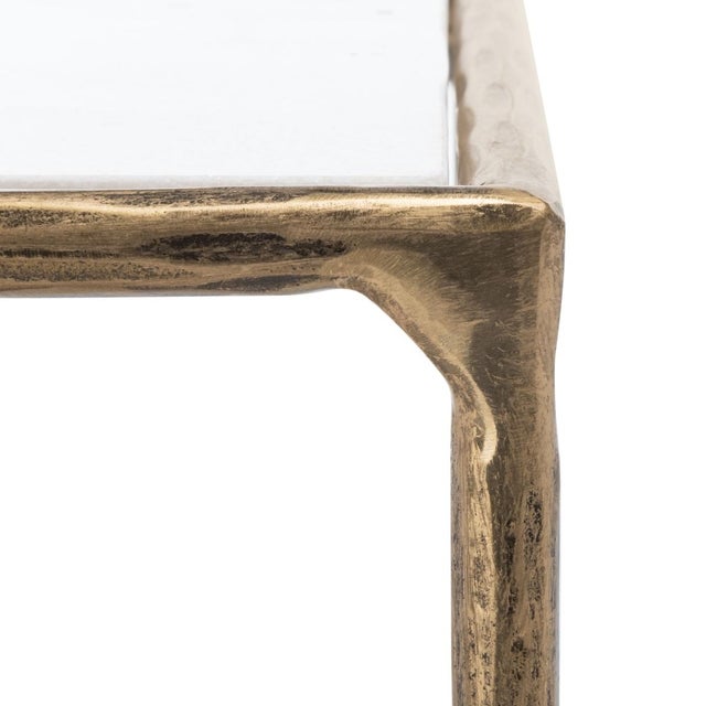 Spritely Home Jessa Metal Square End Table in Brass with White Marble Top For Sale - Image 4 of 7