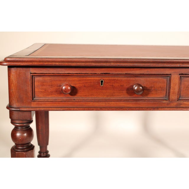 Wood William IV Mahogany Writing Table With a Tooled Leather Top For Sale - Image 7 of 13