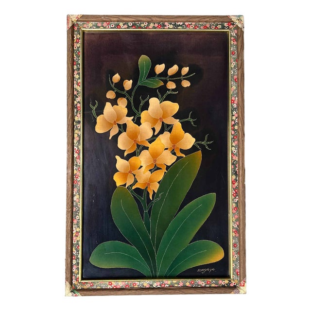 Yūzen Flower Decoration on Silk, Japan, 1950s For Sale