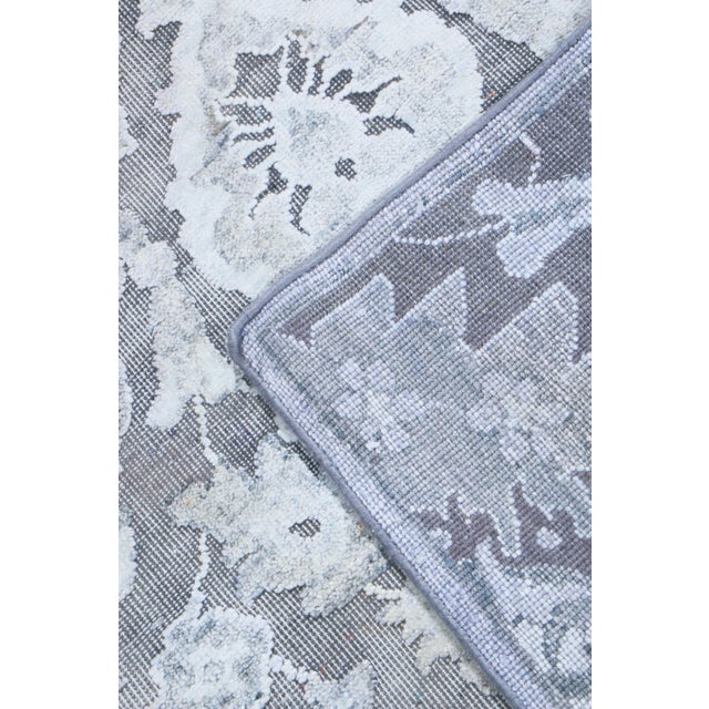 2010s Rug & Kilim's Contemporary Geometric Floral Silver Gray Wool and Silk Rug For Sale - Image 5 of 7