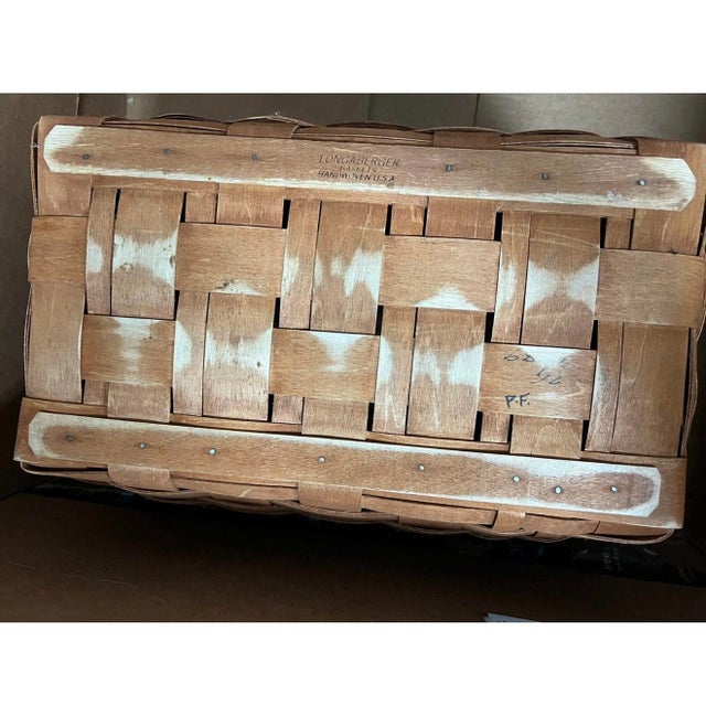 Longaberger Vintage Large Woven 16”x11” Gathering Double Handles Basket, Farmhouse, Farmers Market -No Liner For Sale - Image 9 of 11