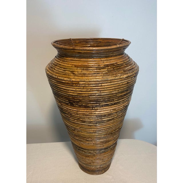 Vintage Italian Pencil Reed Floor Vase For Sale - Image 4 of 11