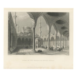 After W. H. Bartlett, Blue Mosque Courtyard, Istanbul, 1838, Engraving For Sale