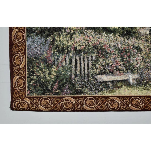 Tan Vintage French Cottage Scene Tapestry W/Border For Sale - Image 8 of 12