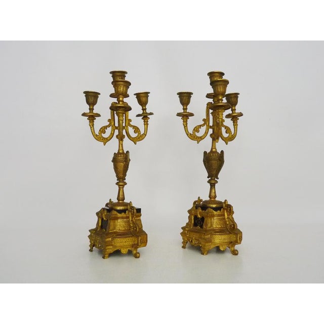Four-Branch Bronze and Marble Candelabra, 1800s, Set of 2 For Sale - Image 9 of 9
