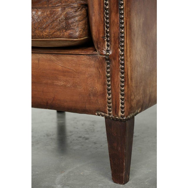 Vintage Club Chair in Sheepskin Leather For Sale - Image 12 of 14