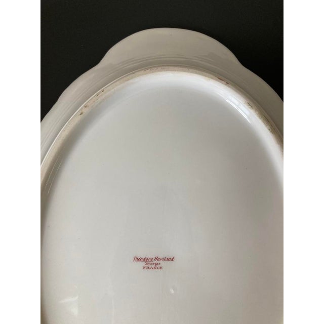 Early 20th Century Limoges French Roses Porcelain Oval Serving Platter or Tray With Gold Accents For Sale - Image 10 of 12