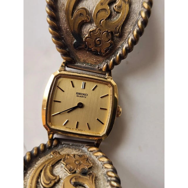 1970s Western Watch Sterling Silver Leather Band For Sale In San Diego - Image 6 of 18