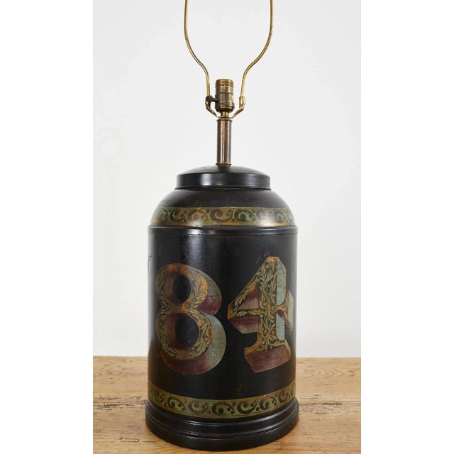 Mid 20th Century Frederick Cooper Tea Canister Tole Lamp For Sale - Image 5 of 13