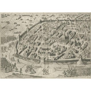 Engraved Map of Tienen in Flemish Brabant, Flanders, Belgium, 1615 For Sale
