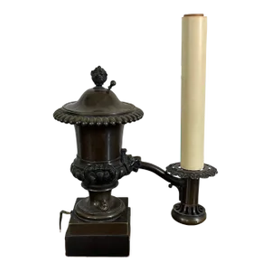 Antique 19th Century English Regency Bronze Urn Vase Colza Oil Argand Lamp Circa 1815 Electrified