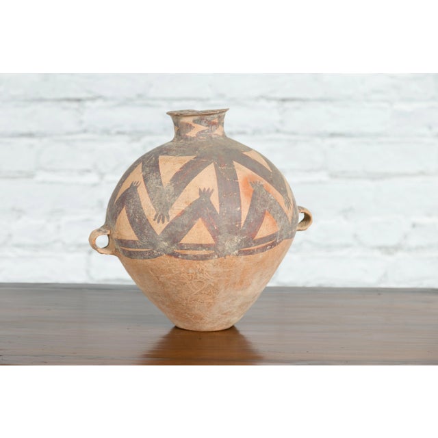 Chinese 4000 BC Chinese Neolithic Period Terracotta Geometric Décor Storage Jar For Sale - Image 3 of 13