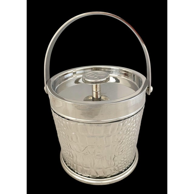 Ralph Lauren Home Rare Vintage Ralph Lauren Home Crocodile Repousse Stainless Steel Ice Bucket For Sale - Image 4 of 7