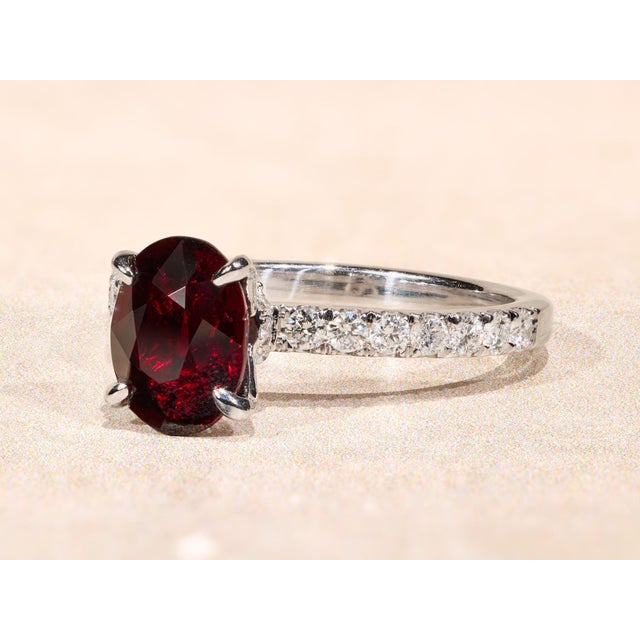 Contemporary The Camarillo: 2.03 Carat Natural No Heat Deep Red Ruby Engagement Ring For Sale - Image 3 of 13