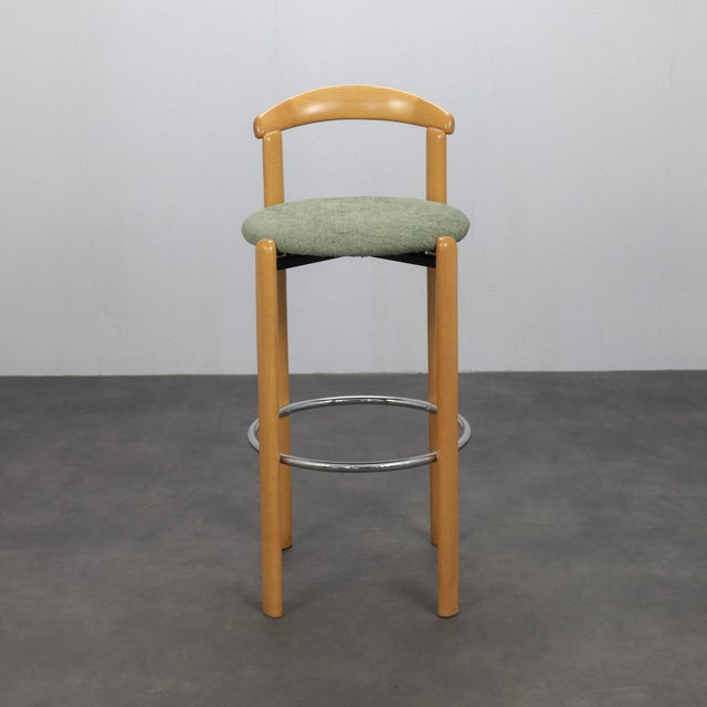 A stylish set of three postmodern bar stools produced by casala in germany during the 1980s. Characterized by softly...