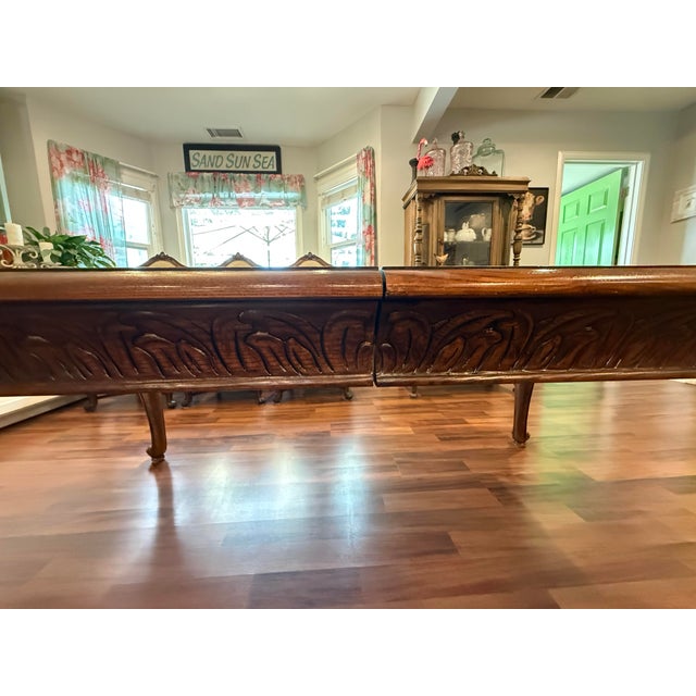 Henredon Late 20th Century Henredon Italian Baroque Carved Oak and Burl Wood Extension Dining Table For Sale - Image 4 of 12