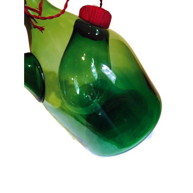 Vintage Tall Italian Glass Wine Chiller Green Glass Decanter Bottle