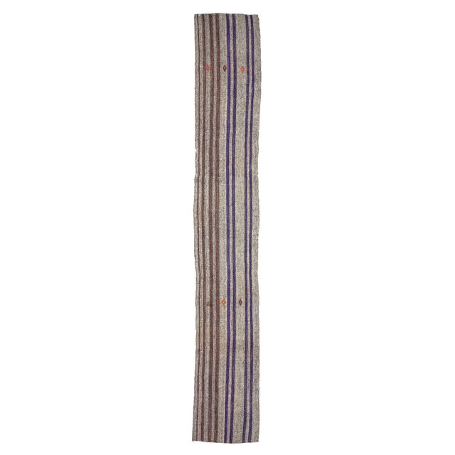 Textile 1960s Vintage Vertical Striped Long Turkish Kilim Runner- 2′5″ × 16′6″ For Sale - Image 7 of 7
