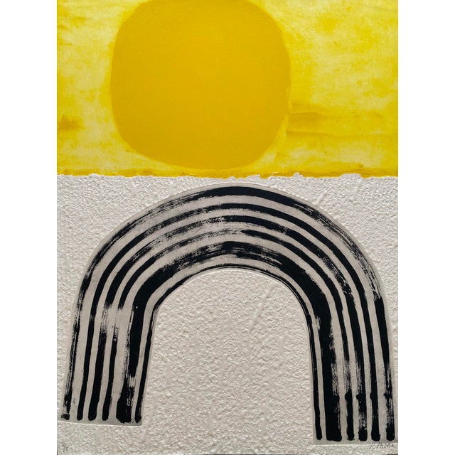 Wood Raoul Lazar Vintage 1974 French Mid Century Modernist " Arc Jaune " Limited Edition Framed Signed Fine Art Embossed Aquatint Etching Print For Sale - Image 7 of 18