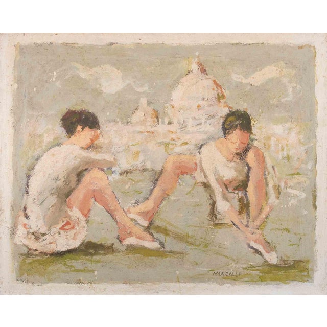Franco Marzilli, Ballerinas with Saint Peter (Rome) on the Background, 1970s For Sale