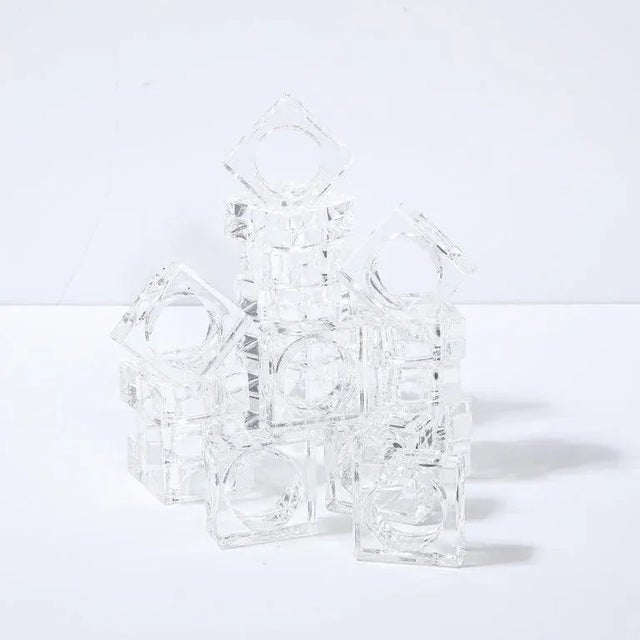 Set of 18 Mid-Century Modern Square Translucent Lucite Napkin Holders For Sale - Image 4 of 12