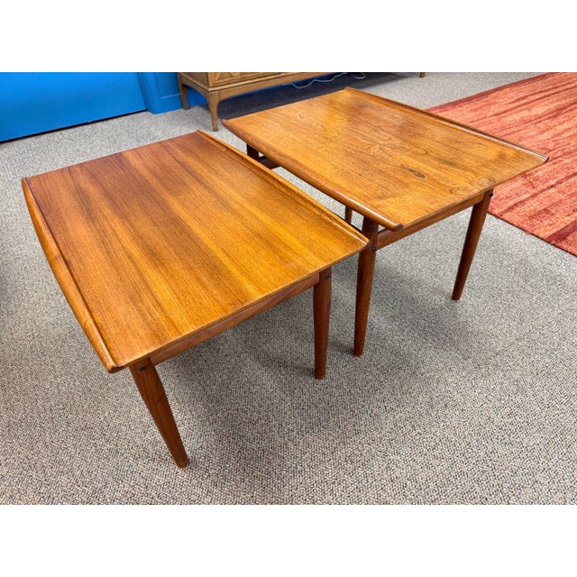 Grete Jalk Pair of 1960’s Mid Century Modern Danish Teak Side Tables Attributed to Grete Jalk - Denmark For Sale - Image 4 of 11