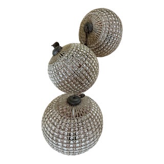 Set of Three Restoration Hardware Crystal Globe Pendant Chandeliers For Sale