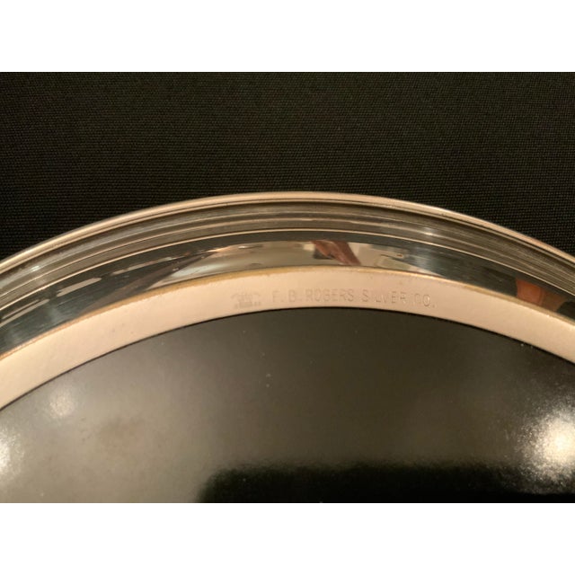 Black 1960s F. B. Rogers Silver Plate and Black Bakelite Barware Tray For Sale - Image 8 of 10