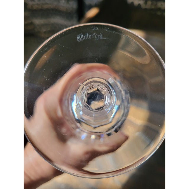Transparent Waterford Cut Diamond Crystal Alana Water Goblet 6 7/8" Glass Pair For Sale - Image 8 of 8