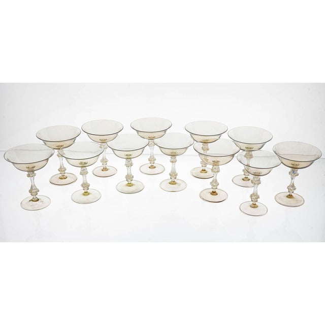 Champagne Glasses in Gold and Smoke from Cenedese, 1950s, Set of 12 For Sale - Image 18 of 18