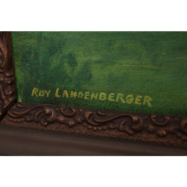 Brown Roy Landenberger Framed Oil on Canvas Painting of Old Stone Mill - Signed For Sale - Image 8 of 14