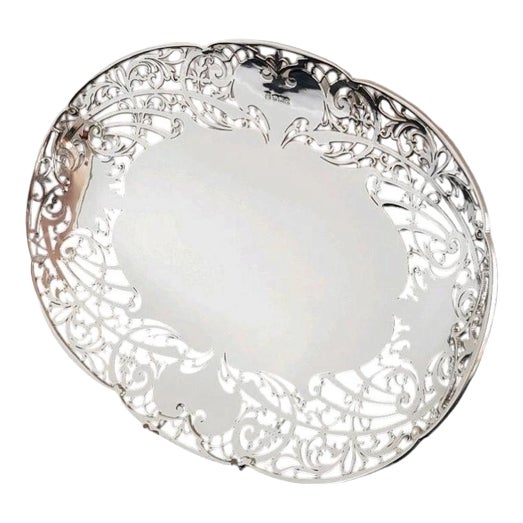 Sterling Silver Pierced Cake Stand from Cooper Brothers, 1942 For Sale