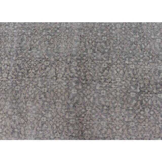 Mid 20th Century Vintage Hand-Knotted Distressed Turkish Rug in Wool With All-Over Floral Pattern For Sale - Image 4 of 13