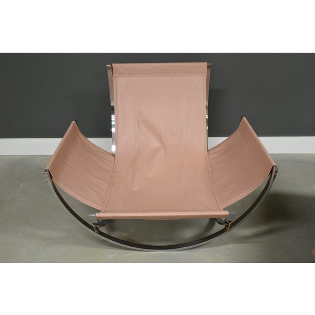 1970s 1970s Italian Chrome Pink Sling Lounge Chair and Ottoman by Stendig For Sale - Image 5 of 11