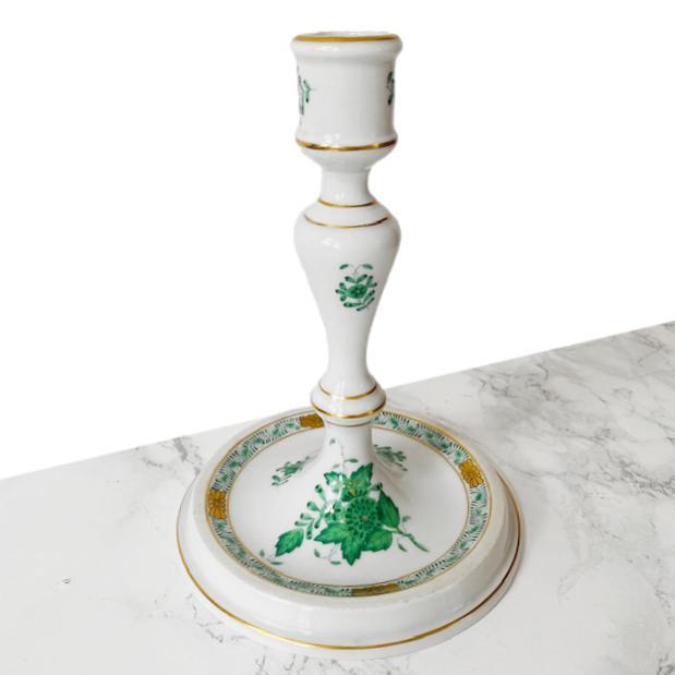 Chinese Bouquet Apponyi Green Candlestick in Porcelain from Herend For Sale - Image 10 of 13