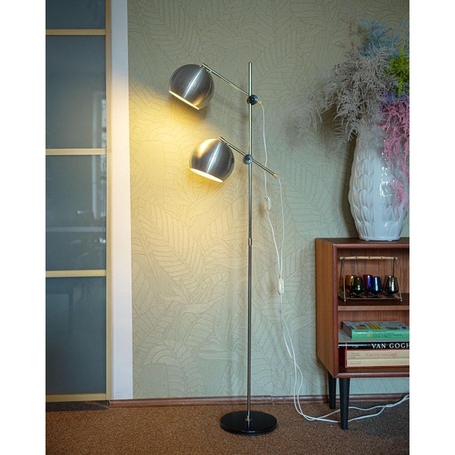 Metal Floor Lamp with Two Shades in Metal, Denmark, 1970s For Sale - Image 7 of 7