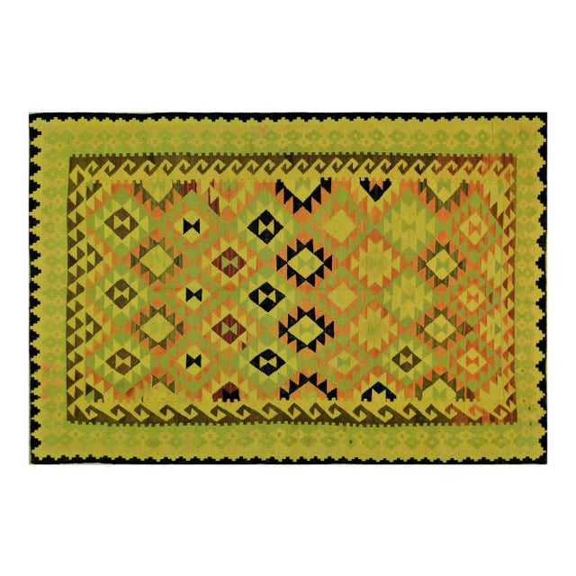 Vintage Afghan Hand Made Wool Maimana Kilim,6'9"x10'2" For Sale