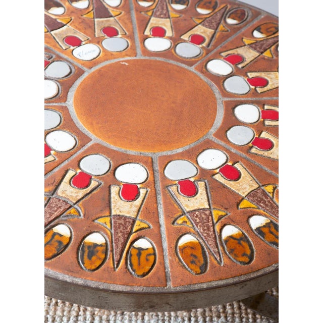 Metal Ceramic Coffee Table by Raymond Corroyez, 1960s For Sale - Image 7 of 8
