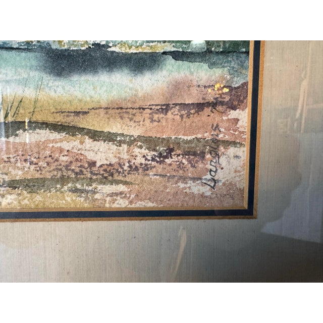 Green 1980's Sheila W. Langlois " Shadows on the Tetons " Watercolor Landscape Painting, Framed For Sale - Image 8 of 12