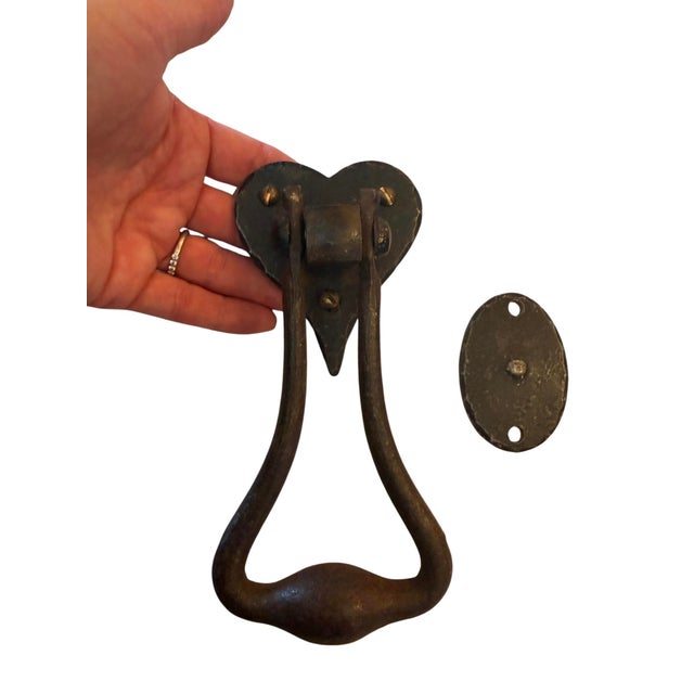 Early 20th Century Antique Cast Iron Heart Door Knocker For Sale - Image 5 of 5