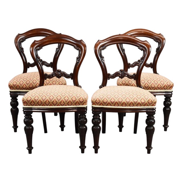 Antique Victorian Mahogany Dining Chairs, 1890, Set of 4 For Sale