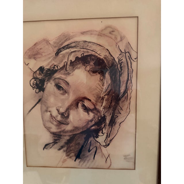 This is a mid century modern framed print of the late 18th century / early 19th century French artist, Jean-Baptiste...