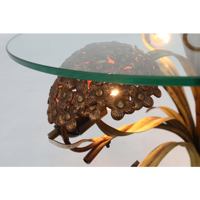 Metal Hollywood Regency French Coffee Table with Lightning in Brass Flowers, 1950s For Sale - Image 7 of 18