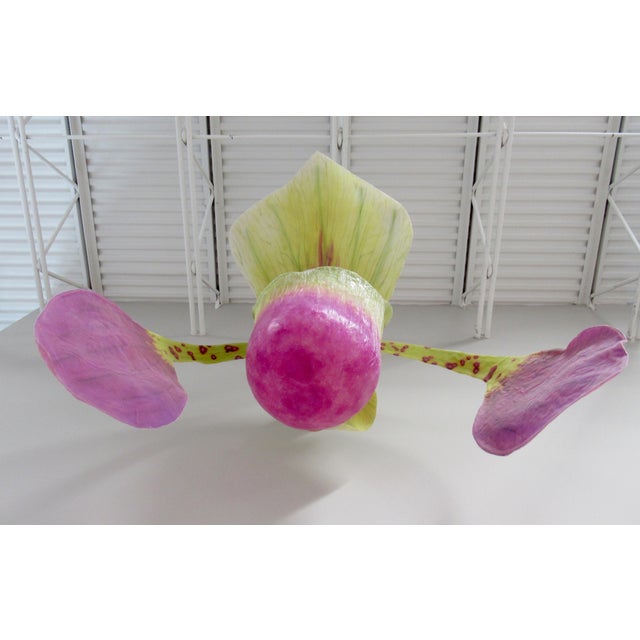 C. 2015 Original Artist Jurgen Reichert "Paphiopedilum Mirabilis" - Silicone Orchid, Light Wall Sculpture For Sale - Image 18 of 18