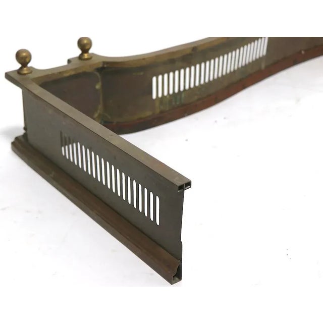 Classical Brass Fireplace Fender With Medallion and Swag Decorative Trim For Sale - Image 11 of 12