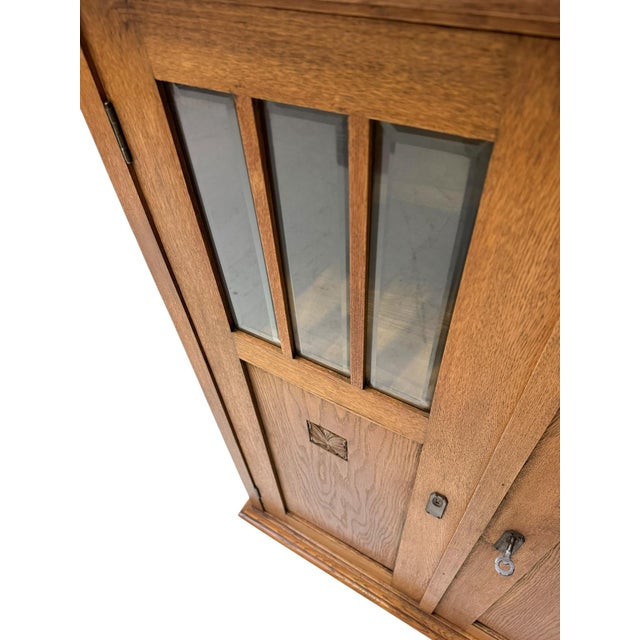 Wood Antique Art Nouveau Bookcase with Beveled Glass, 1900s For Sale - Image 7 of 12