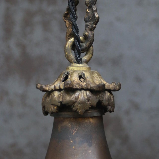Antique French Copper, Brass and Cut Glass Lantern Pendant Light, 1910s For Sale - Image 4 of 10